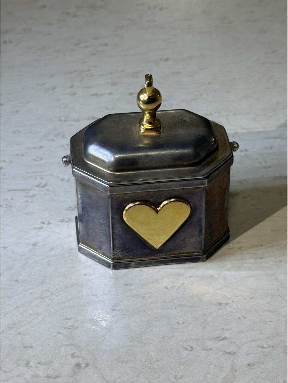 Lenox Kirk Stieff Williamsburg Silver Plate Heart Trinket Box Ornament Vintage